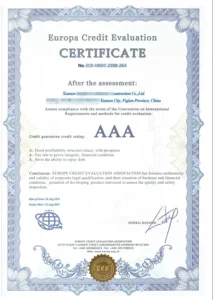 Europa Credit Evaluation Certificate