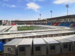 Large-scale deployment of folding container houses for temporary stadium athlete housing