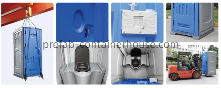 Detailed images of non-flush HDPE plastic portable Toilets
