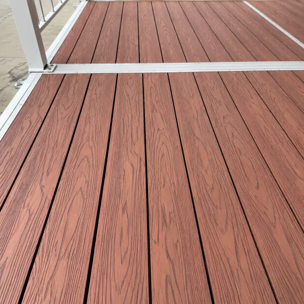 WPC decking floor detail for expandable house terrace